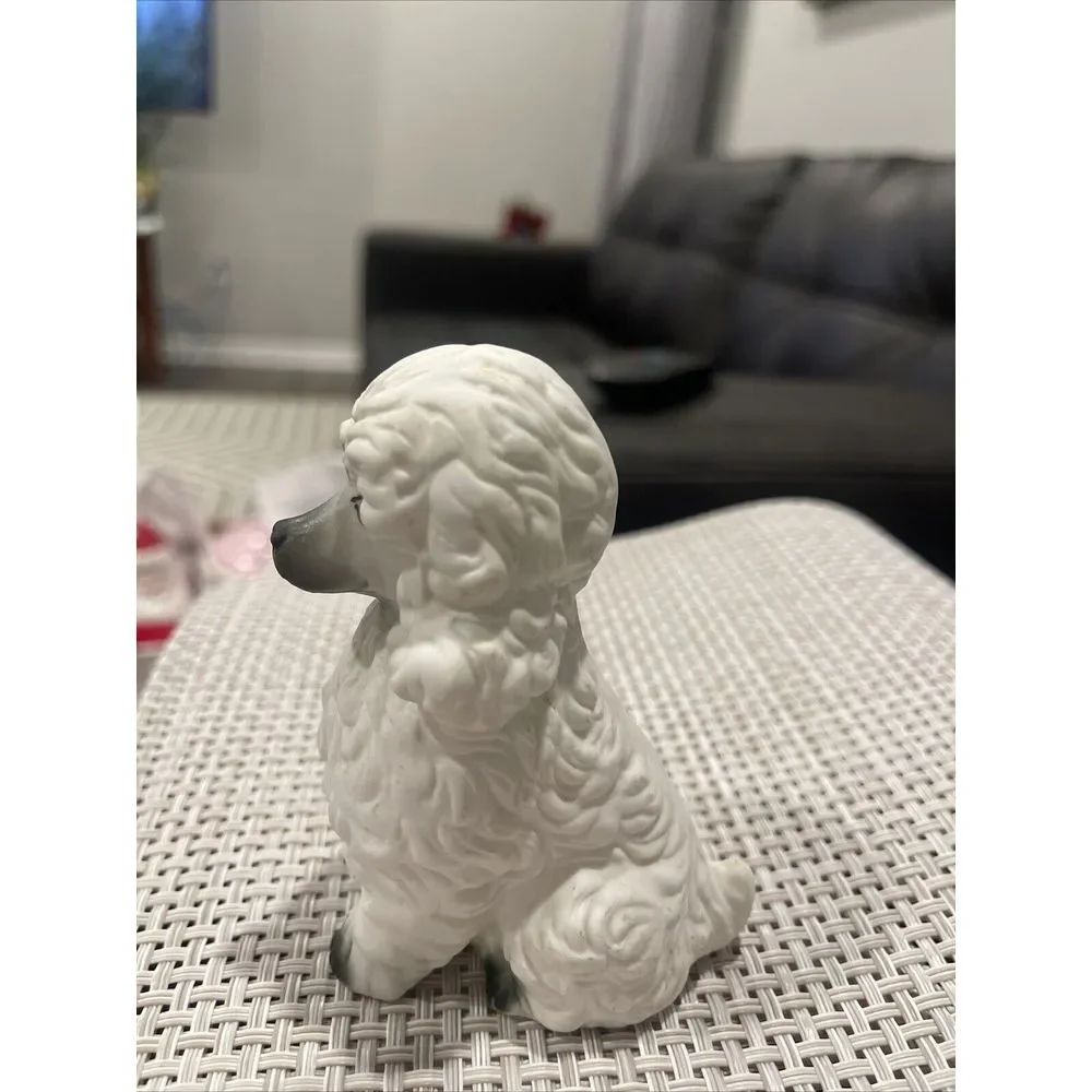 Vintage‎ Porcelain White Permed Coif Poodle Figurine Hand Painted Pretty